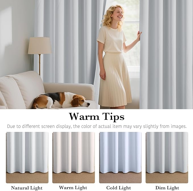 RYB HOME White 100% Blackout Curtains, Short Thermal Insulated Heat & UV Blocking Total Room Darkening Privacy Drapes for Small Window, Width 34 by Length 36, White, 2 Panels