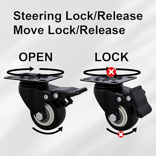 2 Inch Caster Wheels Set of 8, Heavy Duty Casters, - Image 4