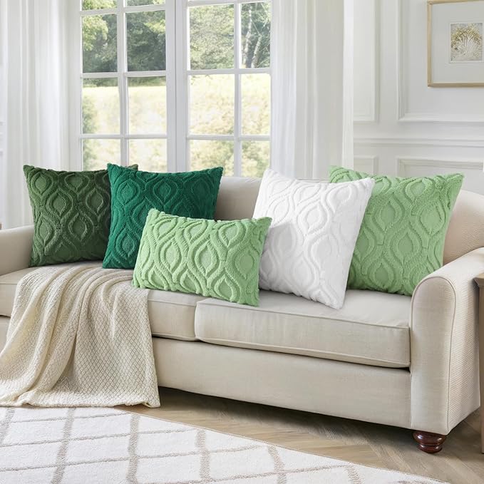 decorUhome Throw Pillow Covers 24x24 Inch Set of 2, Soft Plush Faux Wool White Solid Couch Pillow Covers, Accent Euro Sham Farmhouse Neutral Square Pillow Cases for Sofa Bed Living Room