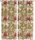 2 Panel Kitchen Cafe Curtains, Desert Camels Sunlight Filtering Nature Air by Hokiten