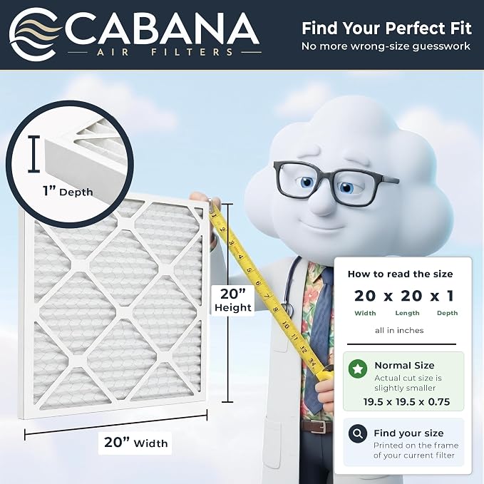 Cabana Filters 6-Pack 20x20x1 MERV 5 AC Furnace Air Filter, Pleated Filters - Image 5