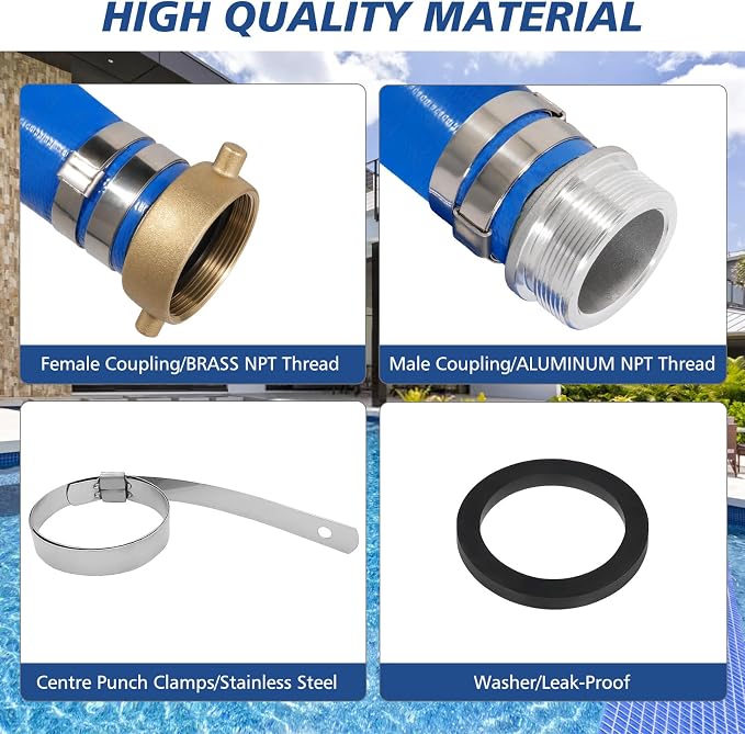 1" x 100 ft Backwash Hose for Swimming Pools, Heavy Duty PVC Lay Flat Water - Image 2