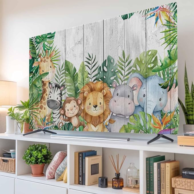 Giraffe Zebra Monkey Lion Indoor TV Cover, Elastic TV Screen Protector Animal - Image 6