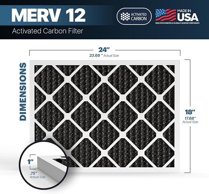 BNX TruFilter 18x24x1 MERV 12 Odor Defense AC Furnace Air Filter - Image 2