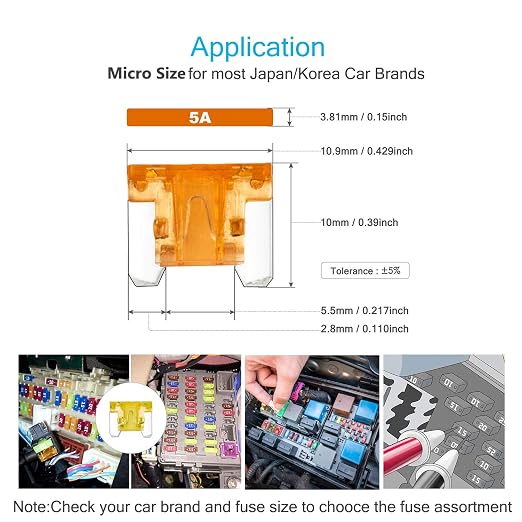 Chanzon 120pcs Micro Low Profile Mini Blade Fuse Assortment Kit Box - Image 4