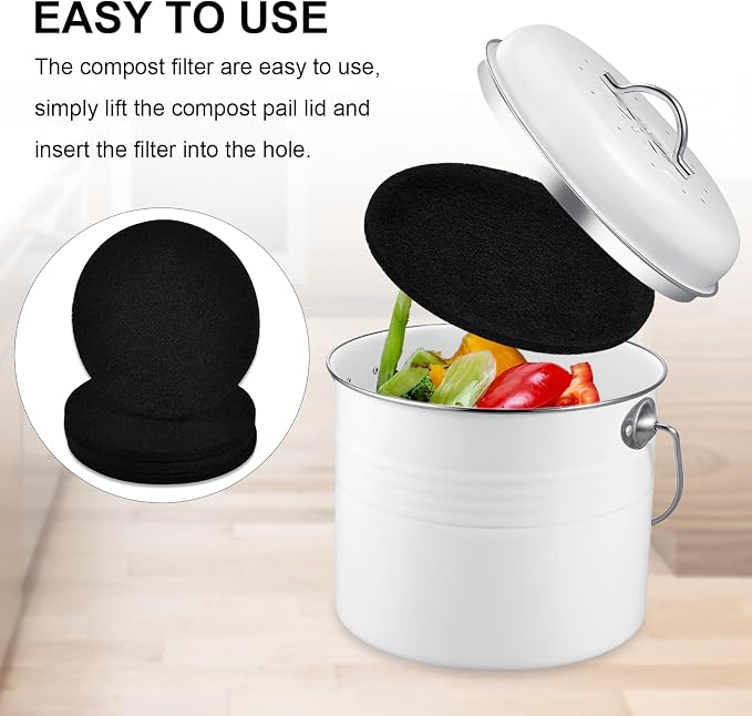 6Pcs 6.5 Inch Charcoal Filters for Kitchen Compost Bin, Replacement Activated - Image 5