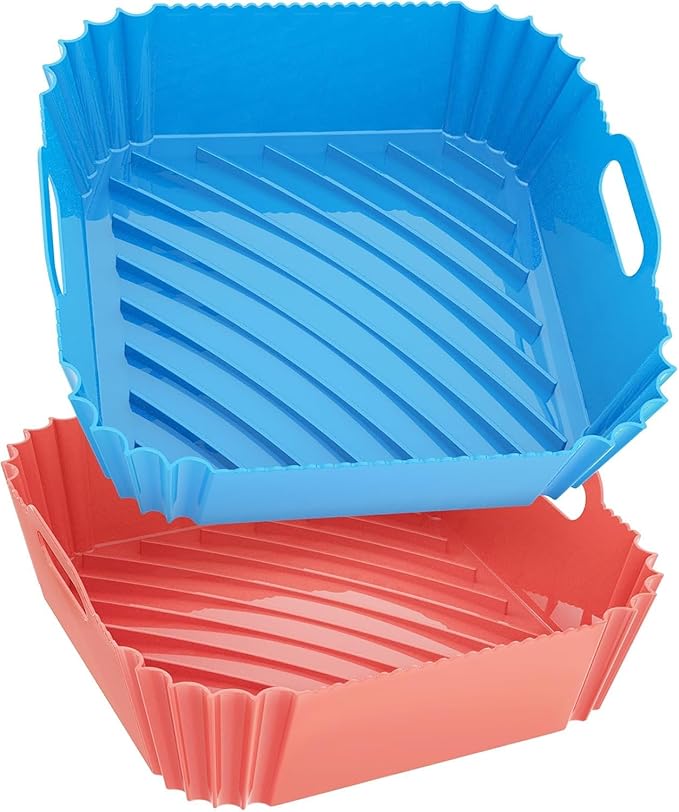 Large Silicone Air Fryer Liners Square 5-9 QT, 7.9 Inch Airfryer Liners by SeropyDirect