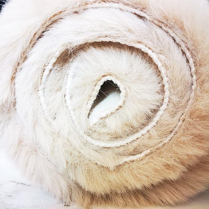 Ghouse Ultra Soft Faux Rabbit Fur Rug 5x7, Machine Washable Area Rugs for Bedroom Fluffy Rugs for Living Room, no-Shedding Carpet Sheepskin Rug Light Brown Beige