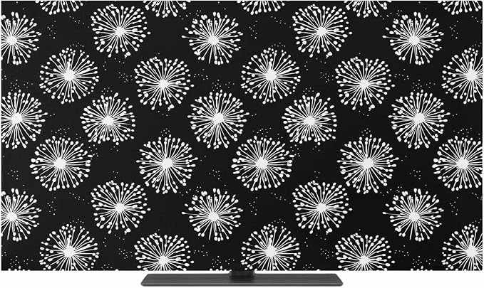 Abstract Dandelion on Black Indoor TV Cover, Elastic TV Screen Protector Summer by Unknown