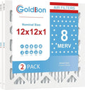 12x12x1 Air Filter 2 PACK, MERV 8 MPR 600 Pleated HVAC AC Furnace Dust Defense by Unknown