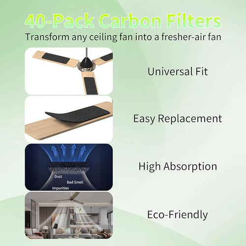 10 Pack Ceiling Fan Filters for Fan Blades, Activated Coconut Carbon Dust - Image 2