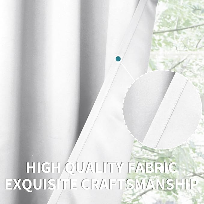 BGment Room Darkening Curtains 54 Inches Long - Grommet Thermal Insulated Drapes Window Treatment Curtains for Bedroom, 2 Panels, 38 x 54 Inch, Pure White