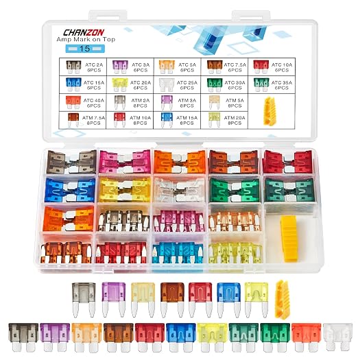 Chanzon 122 Pack UL Listed Standard & Mini Blade Fuse Assortment Kit ATC/ATM 18 by Chanzon