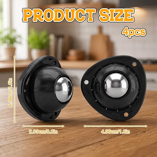 4 Pack Black Stainless Steel Self Adhesive Caster Wheels | 60 Lbs Load Capacity - Image 2