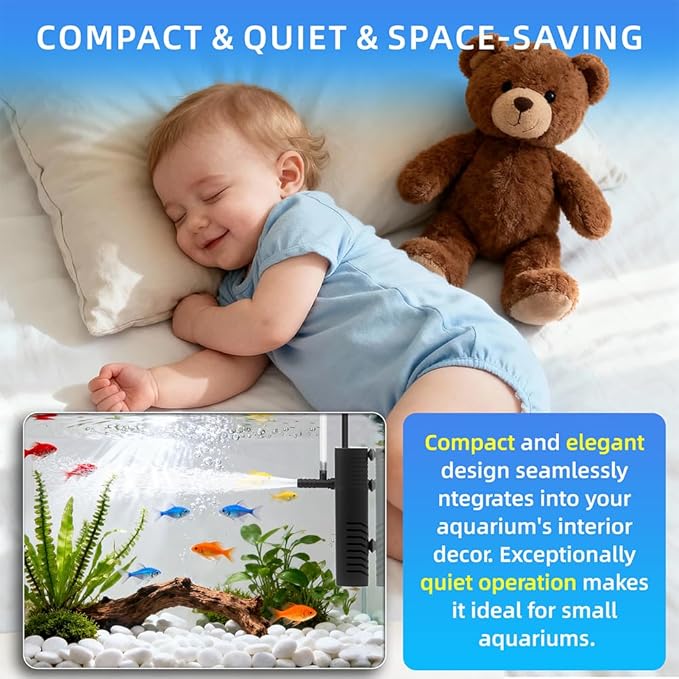 Submersible Internal Aquarium Filter Multiple Function Powerful Pump Fish Tank - Image 4