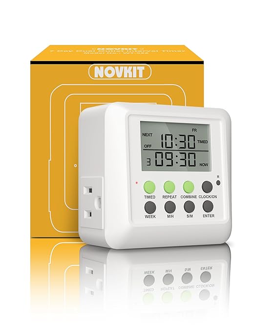 NOVKIT 3-in-1 Dual Outlet Timer Plug by NOVKIT