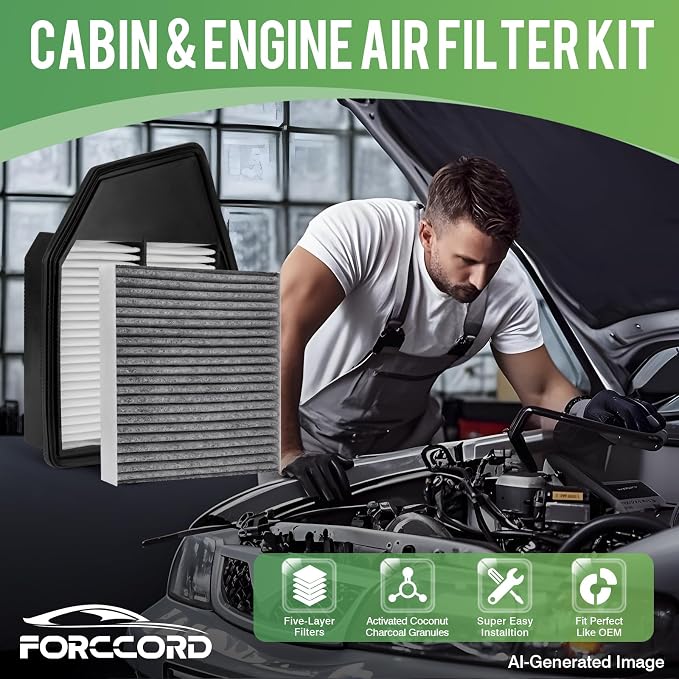 Cabin & Engine Air Filter Fit for Honda Accord 2008-2012 L4 2.4L Activated - Image 2
