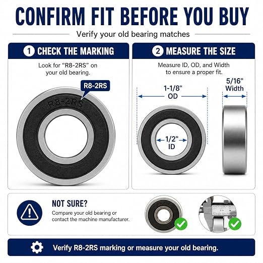 1/2 inch Bearings, 1/2 x1-1/8 x5/16 inch R8-2RS Double Rubber Sealed Roller - Image 4