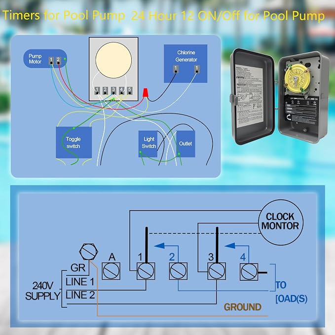 T104R Mechanical Timer Switch, 208–277 VAC 40 Amp, Pool Pump Switch, 24 Hour 12 - Image 5