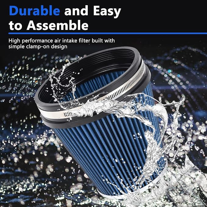 6" 152 mm High Flow Inlet Air Filter, Air Intake Cone Filter Replacement - Image 5