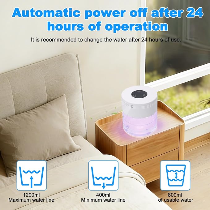 Water Air Purifiers for Home, Water Based Air Purifiers, Quiet 3-Speed Air - Image 5