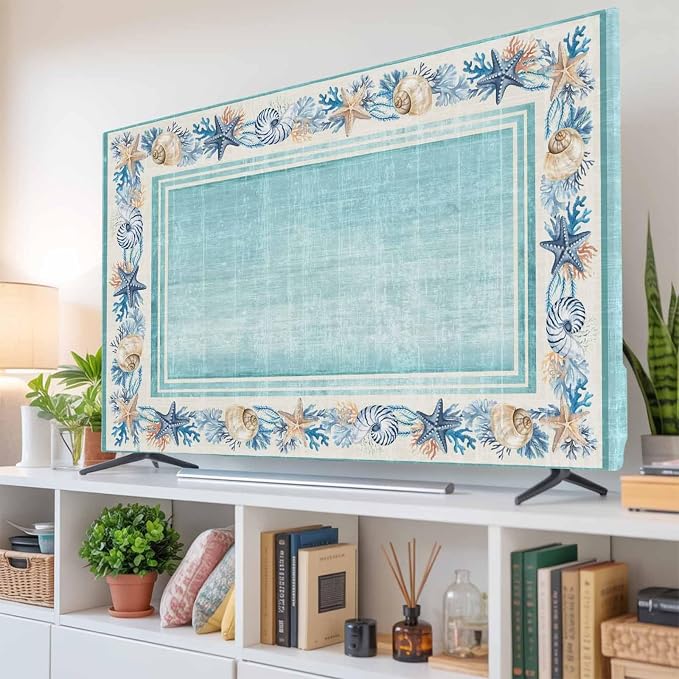 Summer Ocean Starfish Conch Coral Indoor TV Cover, Elastic TV Screen Protector - Image 6