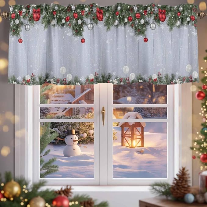 Christmas Curtain Valances for Windows, Kitchen Valance Window Treatment - Image 5