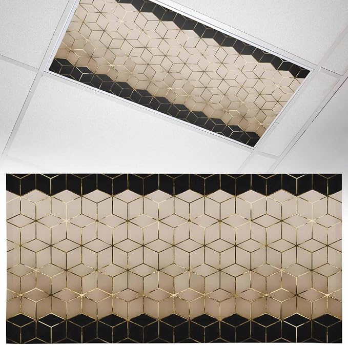 2x4 ft Fluorescent Light Cover for Ceiling Modern Brown Black Geometric Texture by Unknown