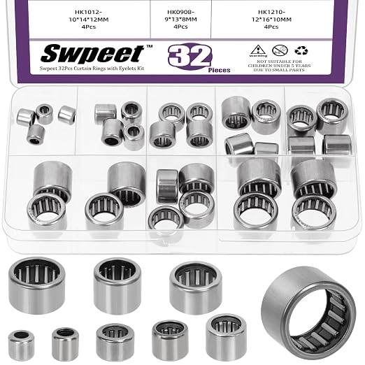Swpeet 32Pcs 8 Models HK0306-HK1210 Needle Roller Bearings Kit, Full Complement by Swpeet
