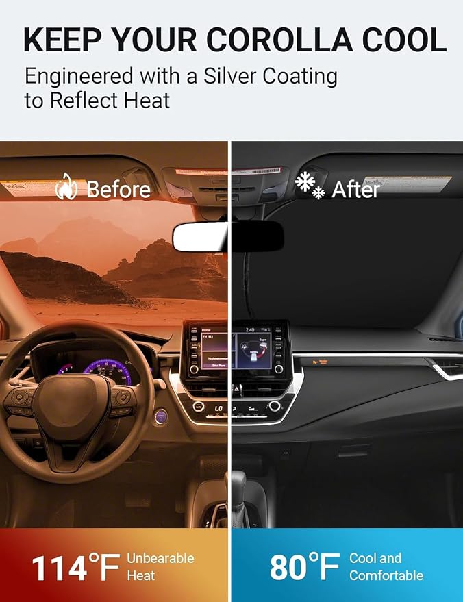 Proadsy 2026 Upgrade Windshield Sun Shade Custom Fit Toyota Corolla 2019-2025 - Image 3