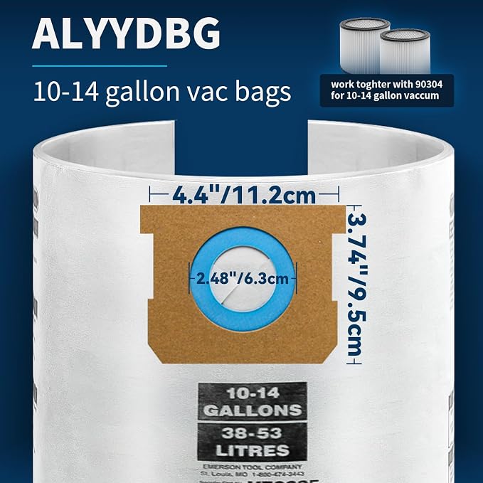 10 Pack Shop Vac 10-14 Gallon Vaccum Bags, ALYYDBG Type F 90662 9066200 9066233 - Image 3