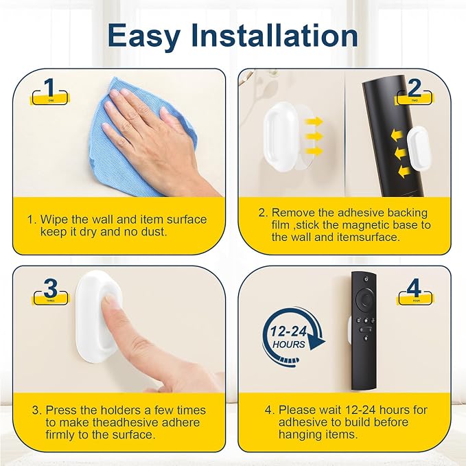 Magnetic Remote Control Holder Self-Adhesive Wall Mount, 6 Pack Upgraded - Image 3