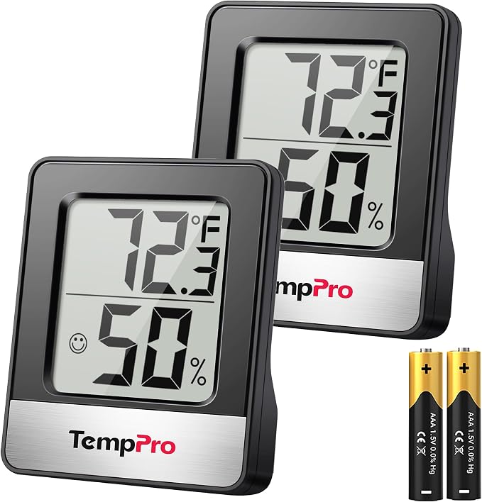 TempPro TP49 2 Pieces Digital Hygrometer Indoor Thermometer Humidity Meter Room by TempPro