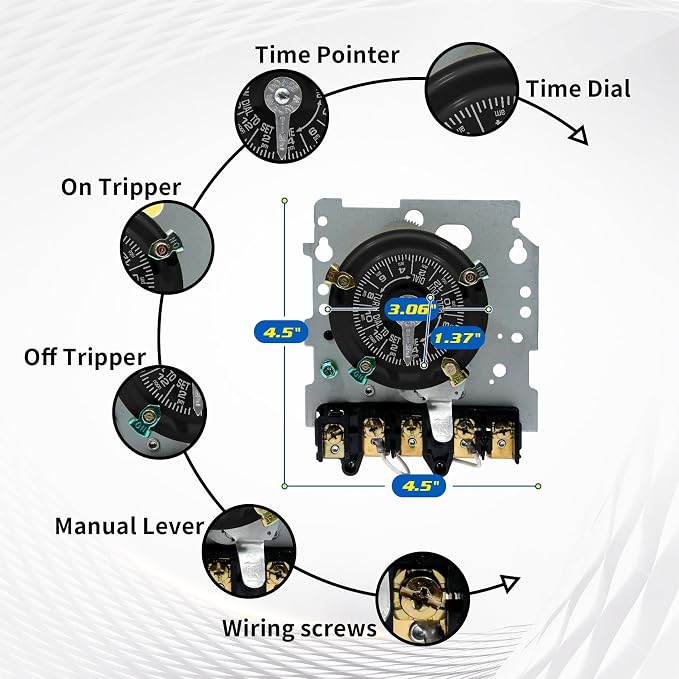 T104M Mechanical Timer Switch, 208-277VAC 5HP 40ASPST Electromechanical Timers - Image 7
