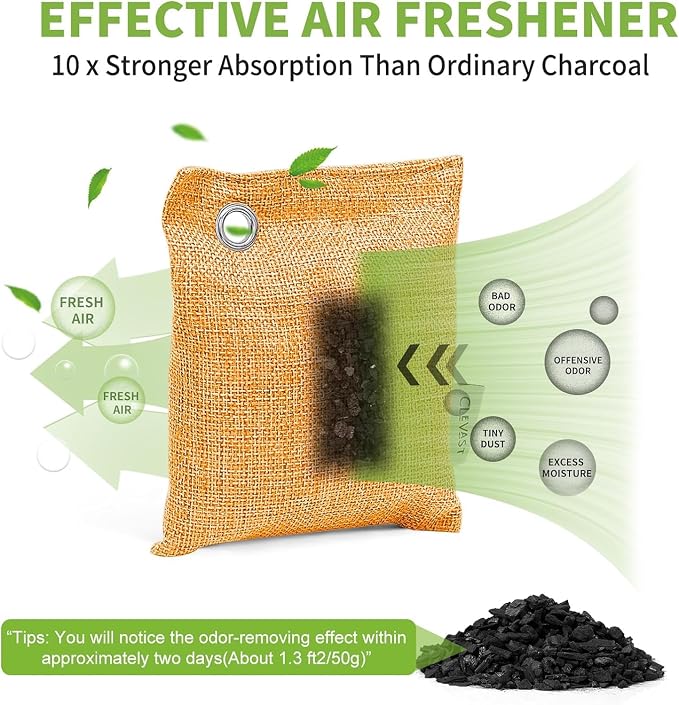 CLEVAST 16 Pack Activated Bamboo Charcoal Odor Absorber - Image 4