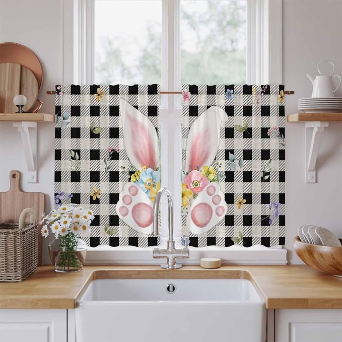 Easter Kitchen Curtains 54 Inch Long 2 Panel Set, Rod Pocket Window Curtains by Unknown