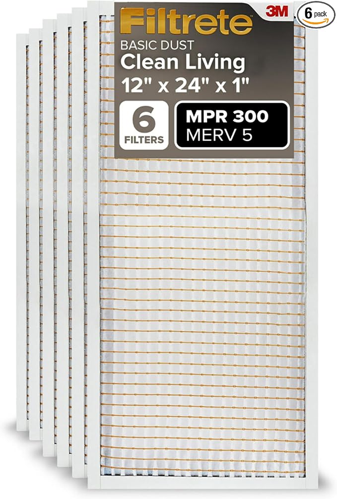 Filtrete 12 x 24 x 1 Air Filter, MERV 5, AC Furnace HVAC, MPR 300 Basic Dust by Unknown