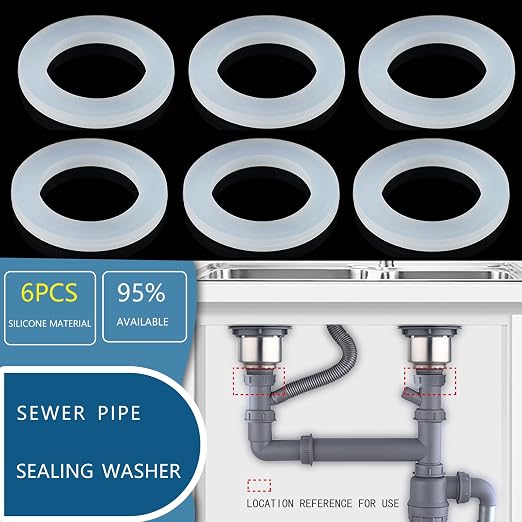 6PCS Kitchen Sink Filter Sealing Ring, Flat Silicone Gasket - Image 3