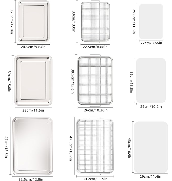 Air Fryer Basket for Oven, 3 Set Stainless Steel Oven Air Fryer Basket and Tray - Image 2