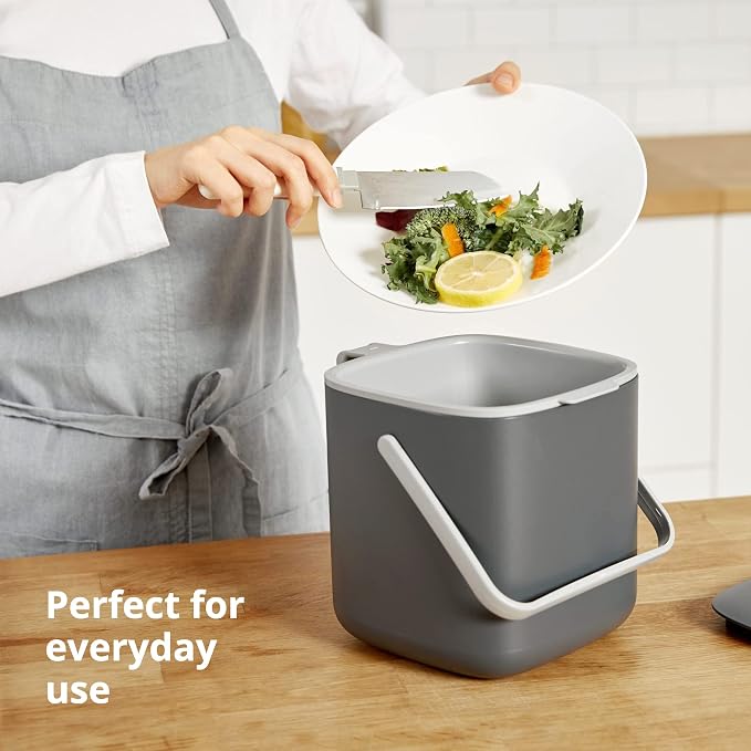 Blue Ginkgo Kitchen Compost Bin – Filter-Free, Odor-Tight Countertop Food Waste - Image 3