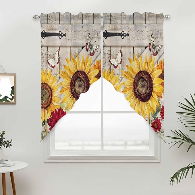 Red Yellow Sunflowers Swag Valances - Image 3