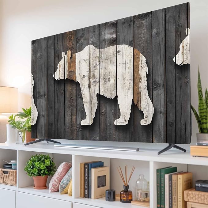 Bear Shadow Animal Portrait Indoor TV Cover, Elastic TV Screen Protector - Image 6