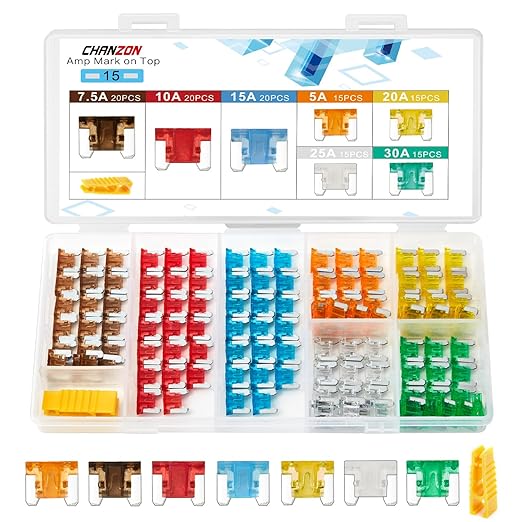Chanzon 120pcs Micro Low Profile Mini Blade Fuse Assortment Kit Box by Chanzon
