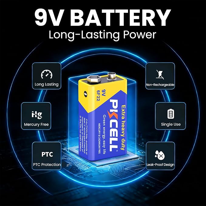 PKCELL 9V Batteries 16 Pack 9 Volt Batteries - Image 2