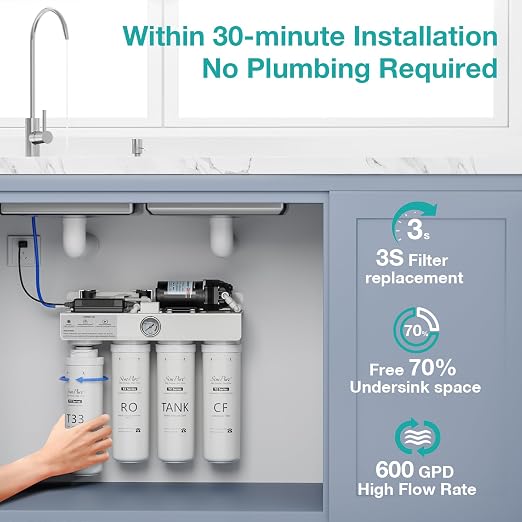SimPure T2-600T Reverse Osmosis Water Filter System Near 0 TDS Water, NSF/ANSI - Image 7