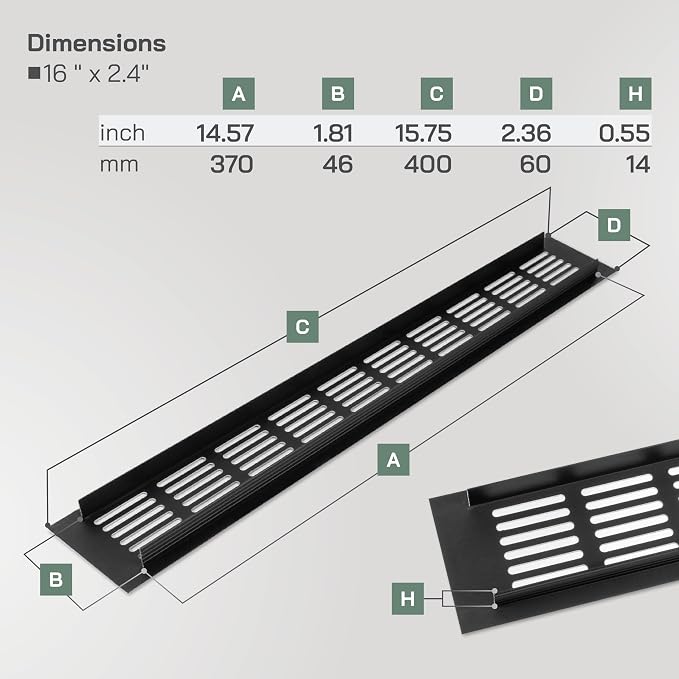 Vent Systems 15.75 x 2.36 Air Supply Ventilation Grille - Image 2