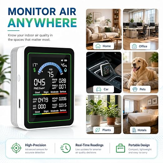 Upgraded 10-in-1 Smart Air Quality Monitor – Professional Indoor Air Test Kit - Image 7