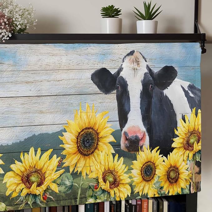 Cow Sunflowers Curtain Valances - Image 7
