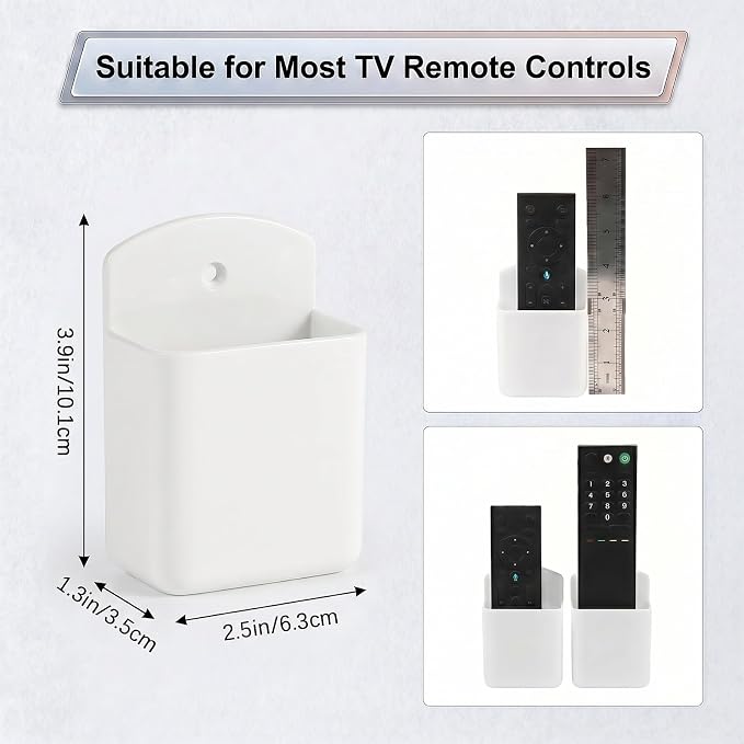 2 Pack White Remote Control Holder, Self adhesive Wall Mount Storage Box - Image 2