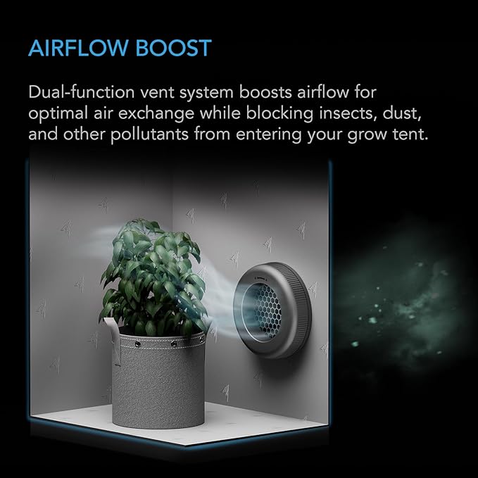 AC Infinity Grow Tent Duct Vent, 2 Pack – Light-Blocking Twist-On Air Vents - Image 4